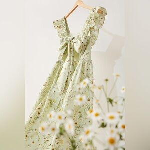 Floral light green back tie H&M midi dress